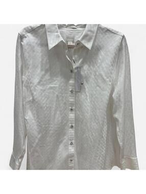 Chico’s - No Iron 100% Cotton Buttoned Down Blouse with Rhinestone Buttons